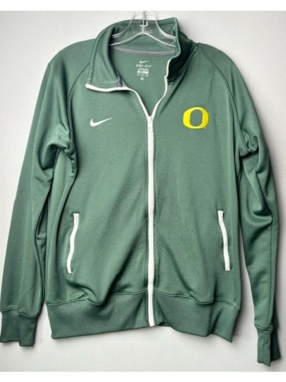 Nike Oregon Ducks Dri-Fit Zip Track Jacket Green Yellow White Women's XL